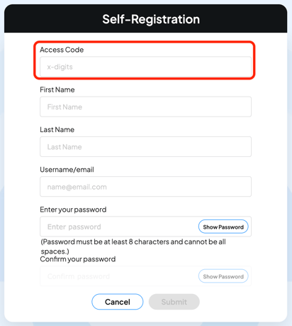 Access Code Field