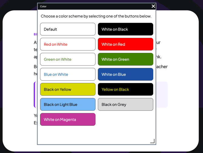 Color Contrast feature in toolbar