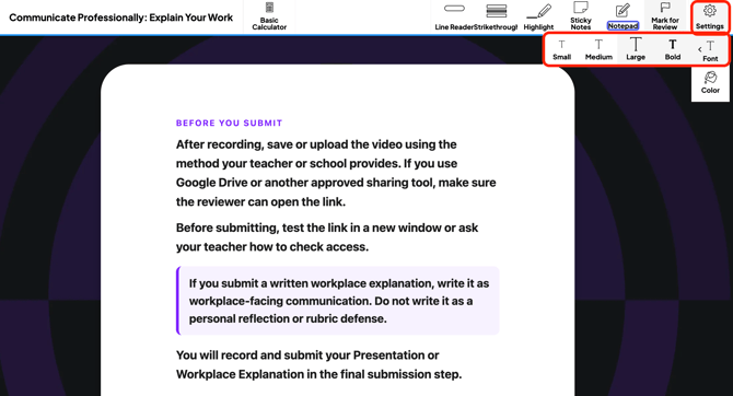 Font tools in toolbar