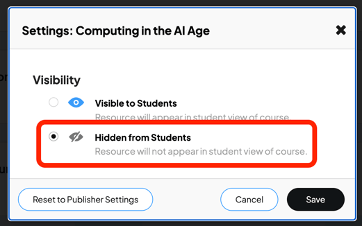 Hidden from Students