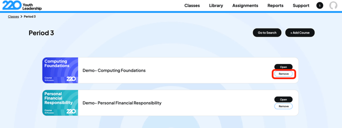Remove a course from your class