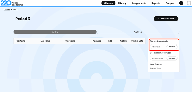 Student Access Code
